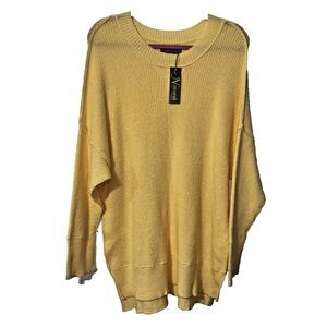 Natural Reflections Sweater Womens Size Small Yellow V Neck Long Sleeve Pullover